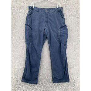 CARHARTT Cargo‎ Pants Men 36x30 (Fits 36x28) Blue Ripstop Work Wear READ